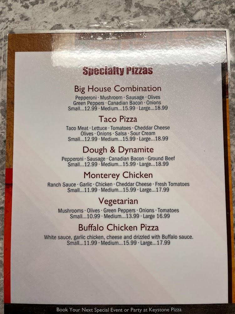 Keystone Pizza Menu image 1