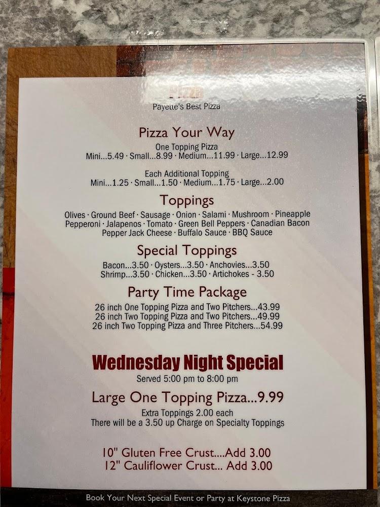 Keystone Pizza Menu image 2